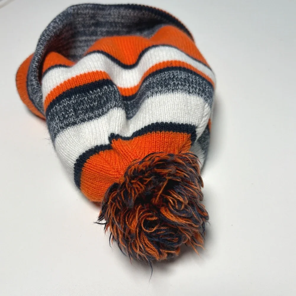 Youth Denver Broncos NFL Cuffed Pom Striped Knit Hat  New Era Beanie Orange